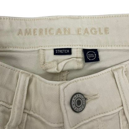 American Eagle Cream Stretch Super High Rise Baggy Wide Leg Pants