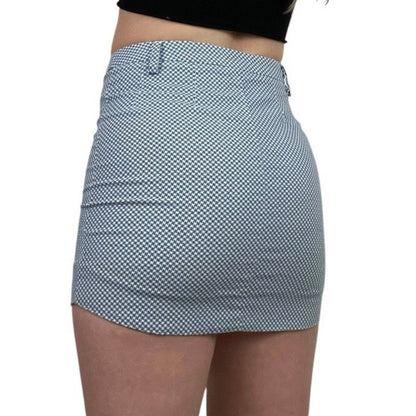 Sky and Sparrow Blue & White Patterned Mini Skirt