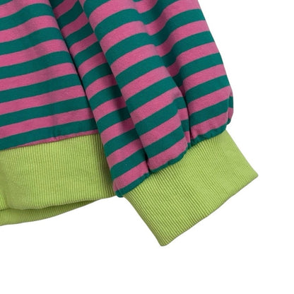 Vibrant Pink & Green Striped Sweatshirt