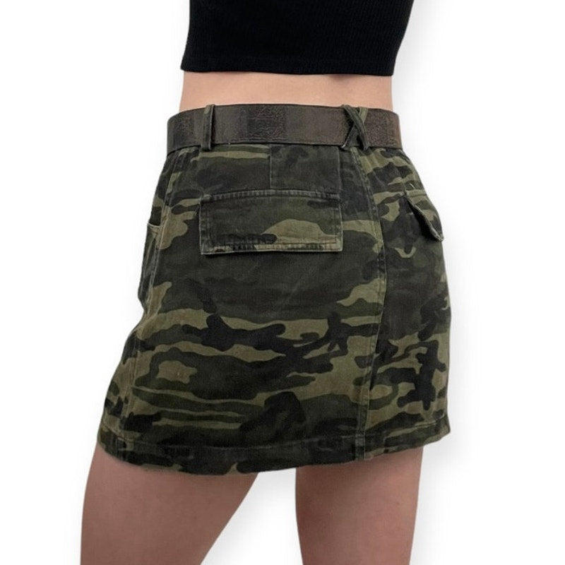 Wild Honey Green Camouflage Mini Skirt