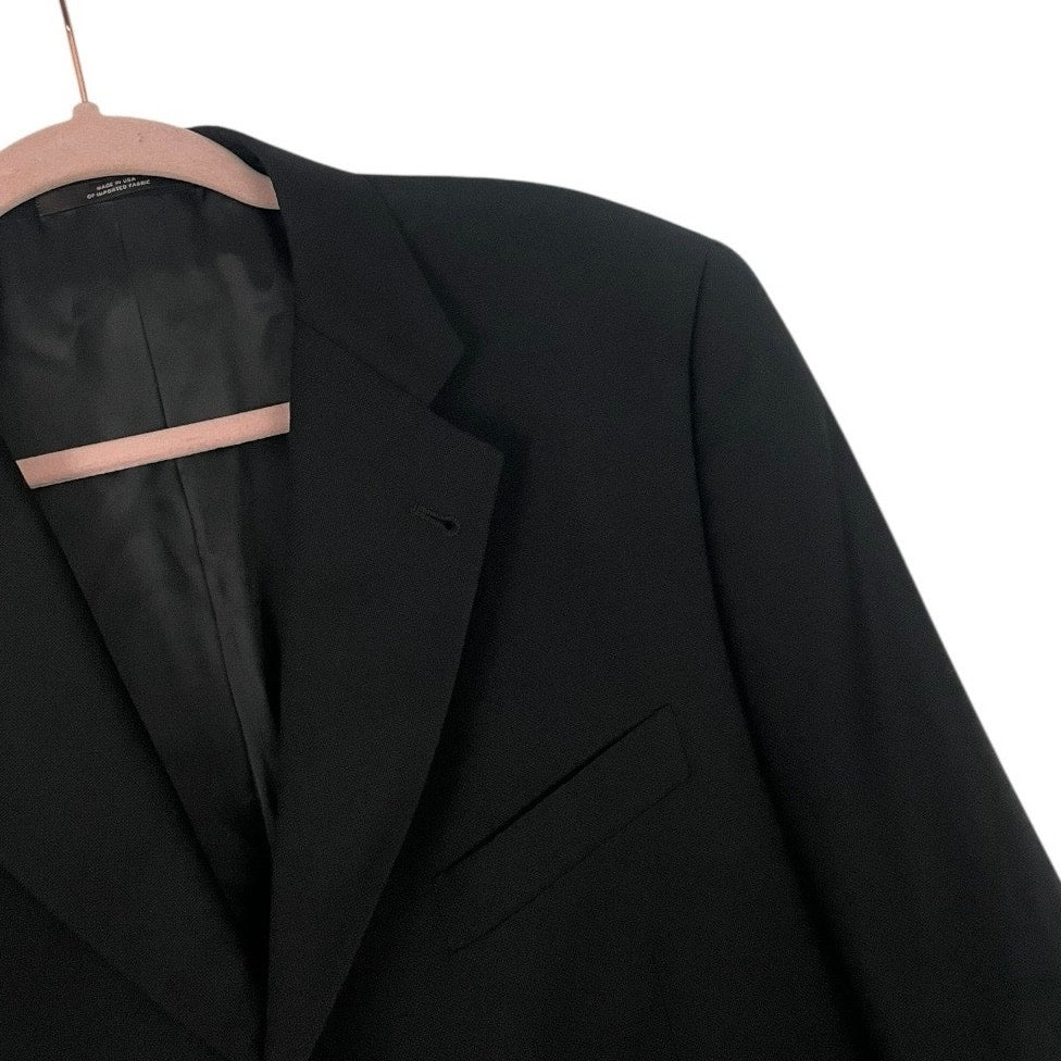 Joseph Abboud Vintage Mens Black Three Button Down Wool Blazer Suit Coat