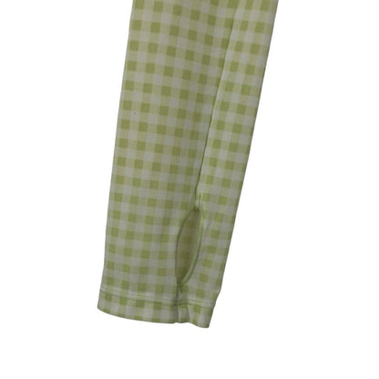 ALO Yoga Sheer Green Gingham Long Sleeve Cropped Top