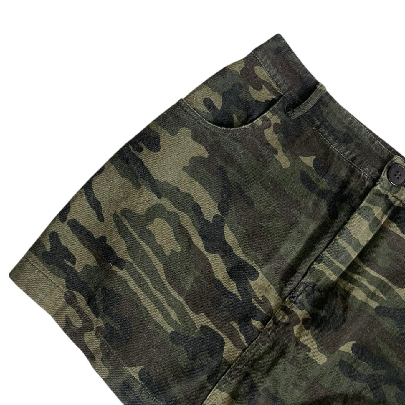 Wild Honey Green Camouflage Denim Mini Skirt
