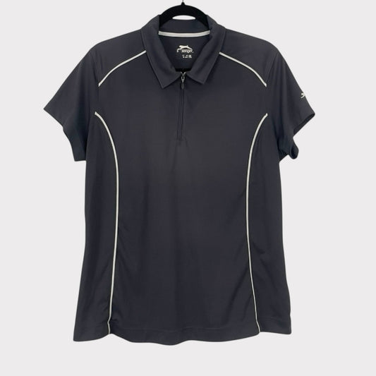 Slazenger Grey Short Sleeve Quarter Zip Active Golf Polo Shirt