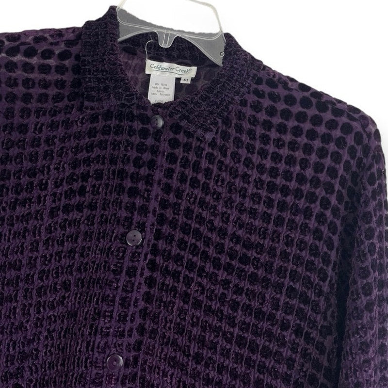 Coldwater Creek Vintage Purple Sheer Polka Dot Button Down Cardigan