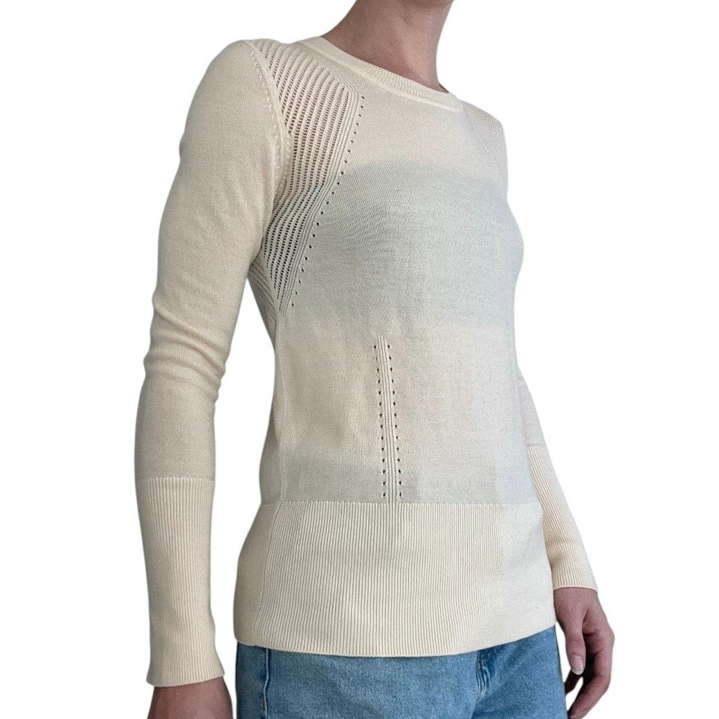 Athleta Cream Knit Wool Soft Sweater