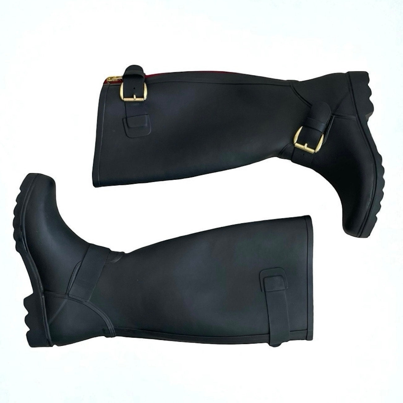 Steve Madden Dreench Black Rubber Knee High Rain Boots