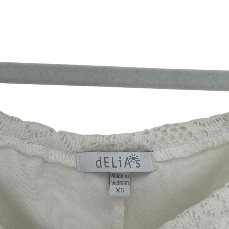Delia's Sheer White Lace 3/4 Sleeve A-Line Mini Dress