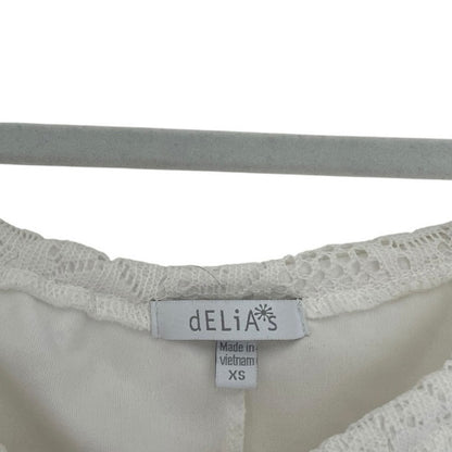 Delia's Sheer White Lace 3/4 Sleeve A-Line Mini Dress