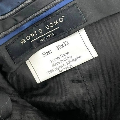 Pronto Uomo Mens Navy Blue Flat Front Dress Pants