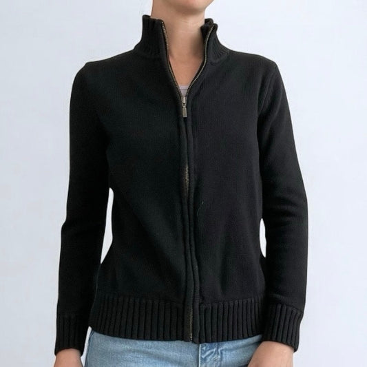 Croft & Barrow Black Knit Zip Up Jacket