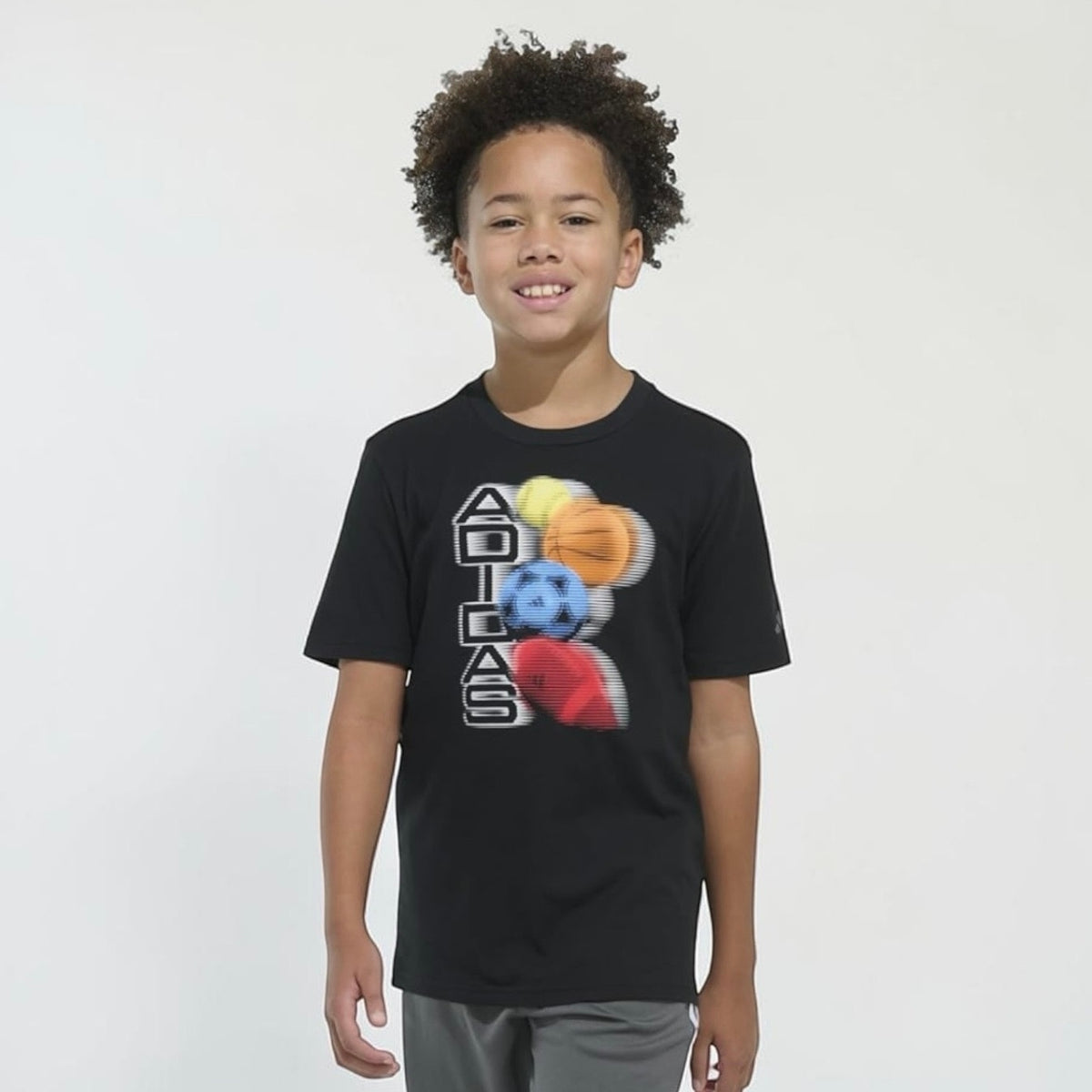 NWT Adidas Boys' Distortion Black Multi Sport Graphic Tee