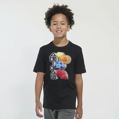 NWT Adidas Boys' Distortion Black Multi Sport Graphic Tee