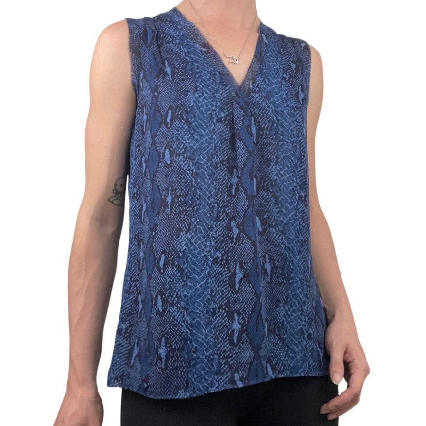 Banana Republic Blue Sheer Snakeskin Print Blouse