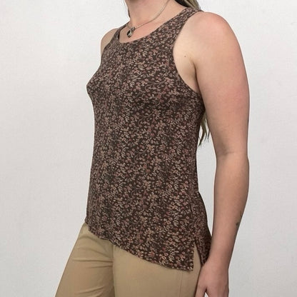 American Eagle Soft & Sexy Brown & Pink Floral Tank Top
