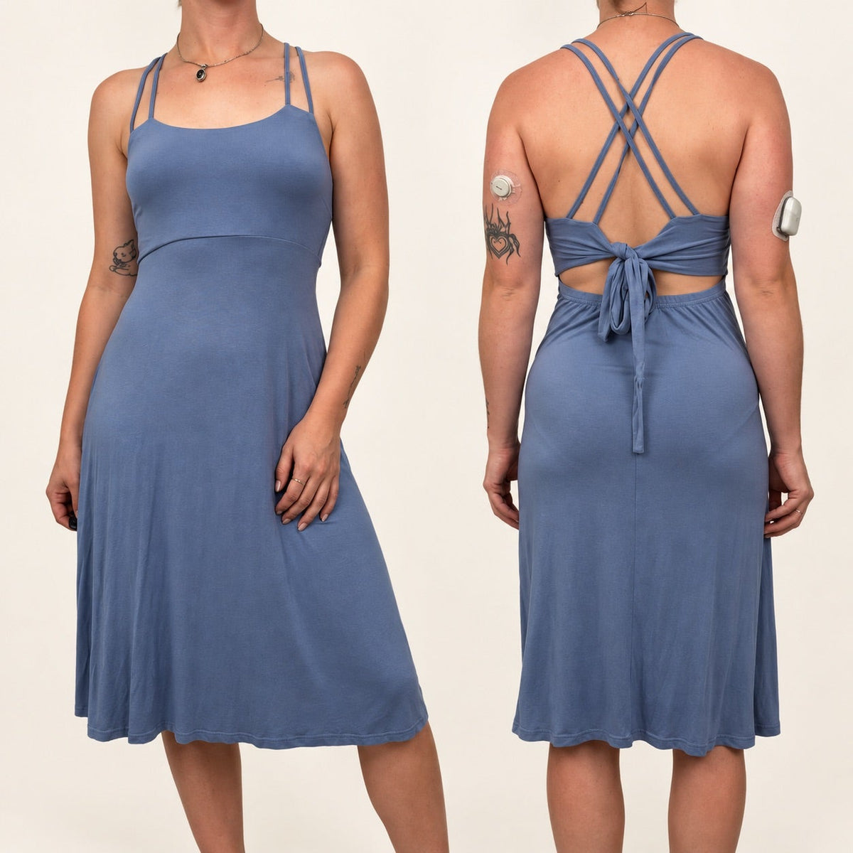 Lascana for Venus Dusty Blue Strappy Open Back Midi Dress