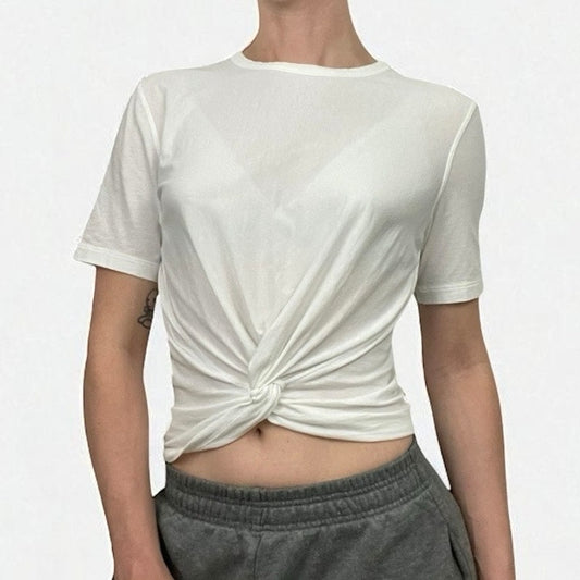 Lululemon Athletica White Short Sleeve Faux Wrap Top