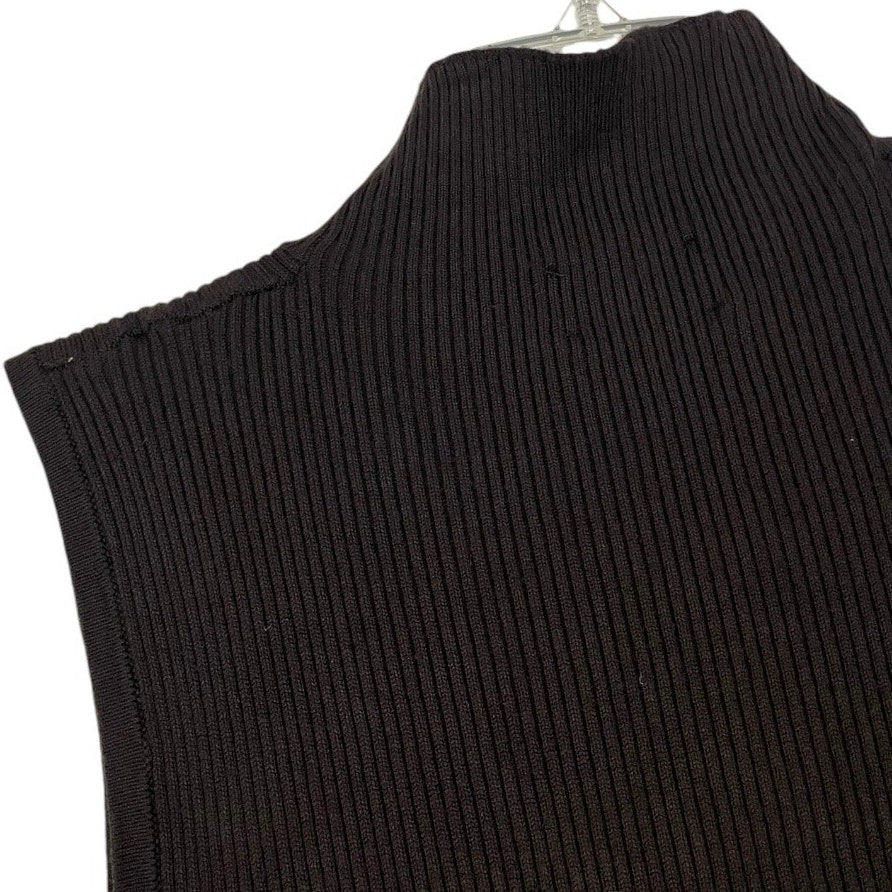 Investments Brown Ribbed Knit Soft High Neck Tank Top Sweater