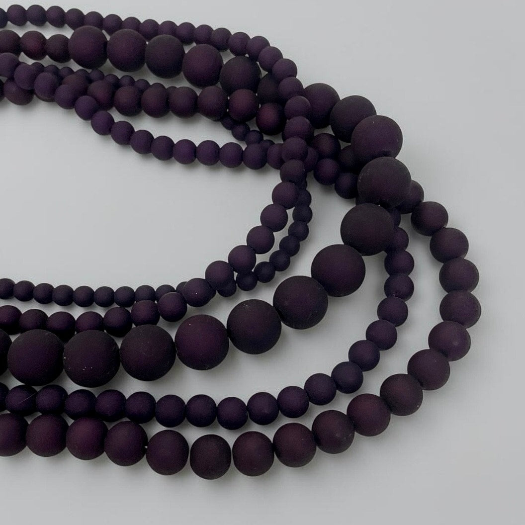 Charming Charlie Chunky Purple Bead Layered Statement Necklace