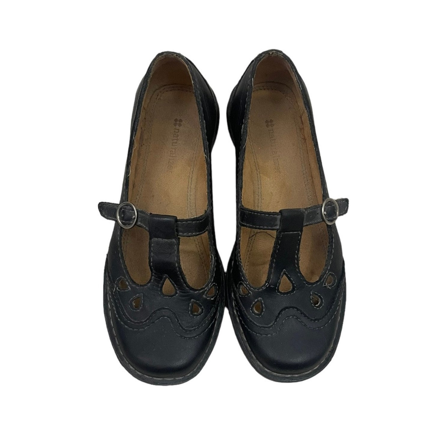 Naturalizer Black Speckle Leather Boho Buckle Shoes