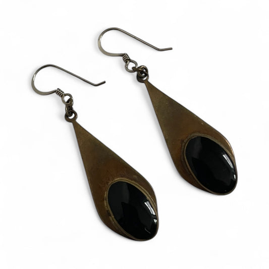 Vintage Gold & Black Pendant Earrings