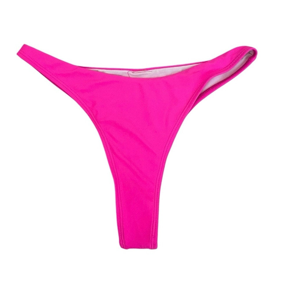 Hot Pink High-Cut Cheeky Thong Bikini Bottoms
