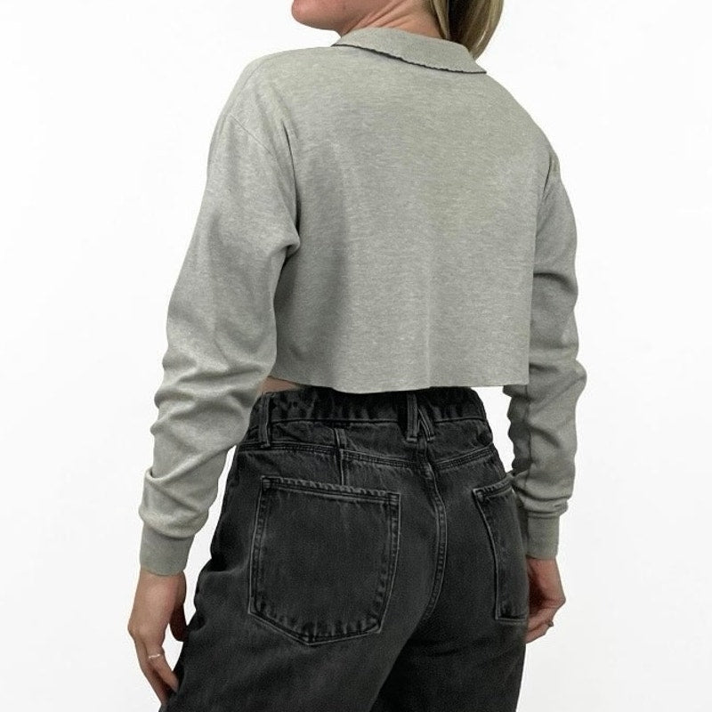 Ralph Lauren Grey Cropped Long Sleeve Top