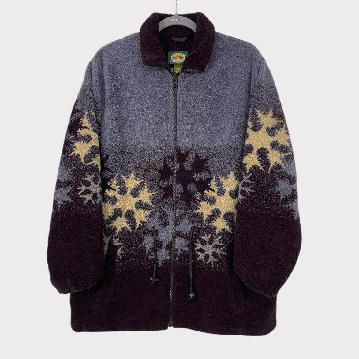 Cabela's Vintage Purple Ombre Snowflake Zip Up Sherpa Fleece Jacket