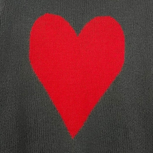 Wooden Ships Grey & Red Love Heart Knit Sweater