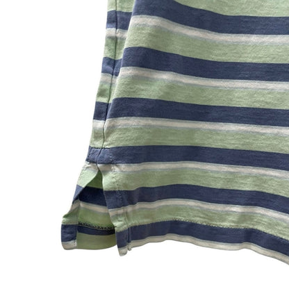 Polo by Ralph Lauren Custom Fit Mens Green & Blue Striped Short Sleeve Polo