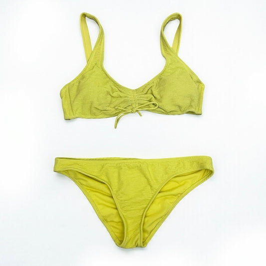 Xhilaration Vibrant Yellow Ribbed Padded Bikini