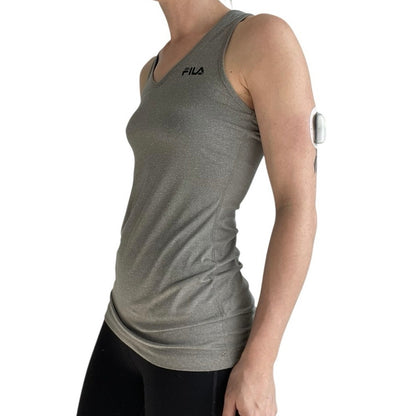 Fila Performance Port Athletic Grey Racerback Active V-Neck Tank Top