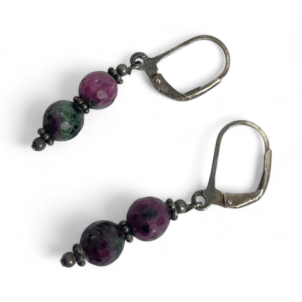 Vintage Purple & Green Beaded Earrings