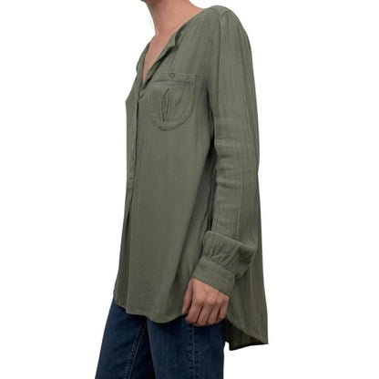 Free People Green Long Sleeve Billowy Blouse
