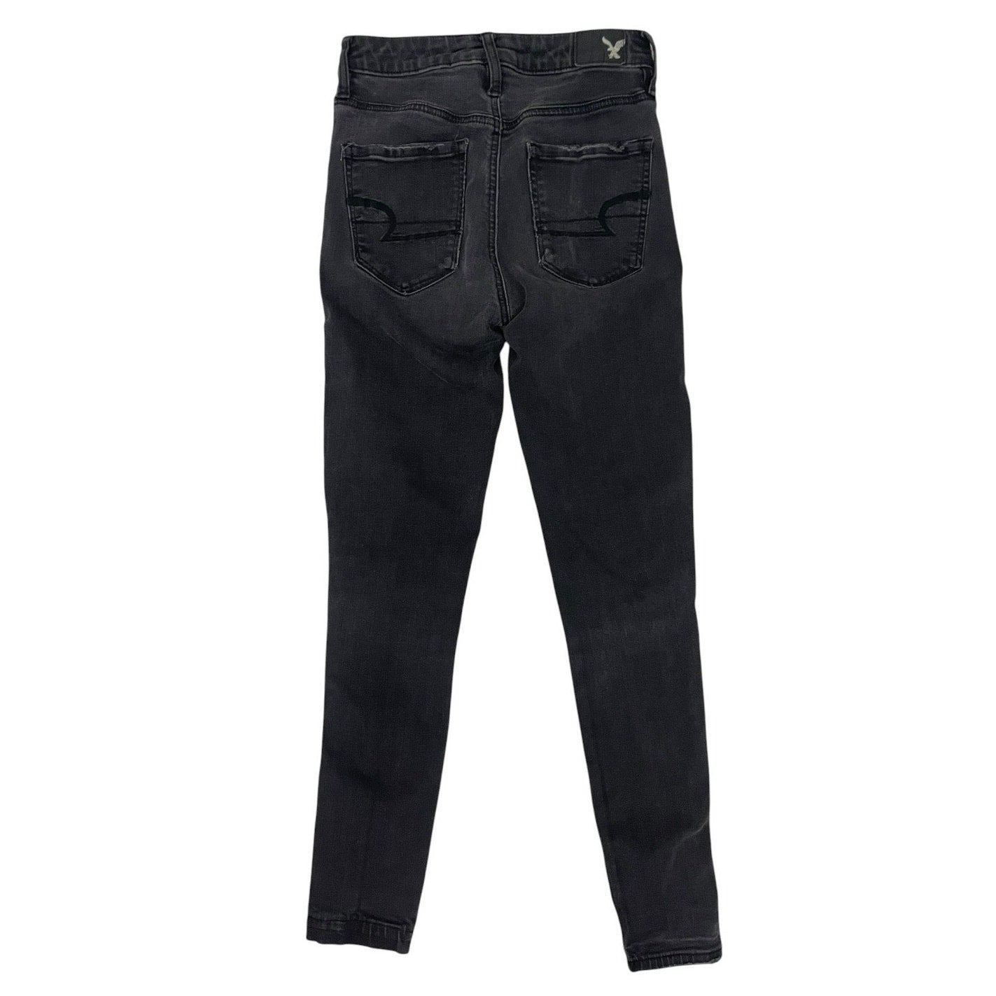 American Eagle Distressed Black Super Stretch Super Hi-Rise Jegging