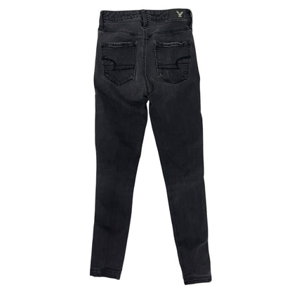 American Eagle Distressed Black Super Stretch Super Hi-Rise Jegging