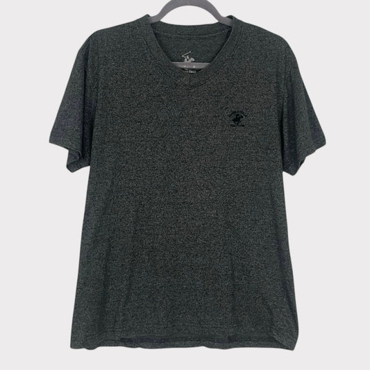 Beverly Hills Polo Club Mens Grey Short Sleeve V-Neck Top