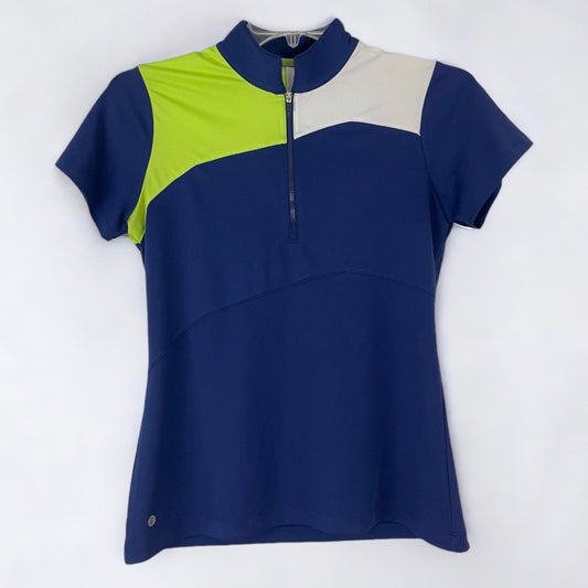 EP New York Blue Athletic Golf Short Sleeve Quarter Zip Top