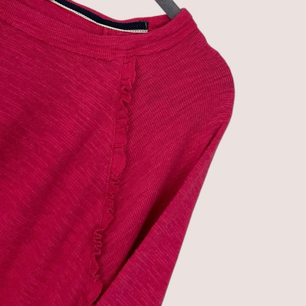 Pilcro Pink Ruffle Seam Knit Long Sleeve Top
