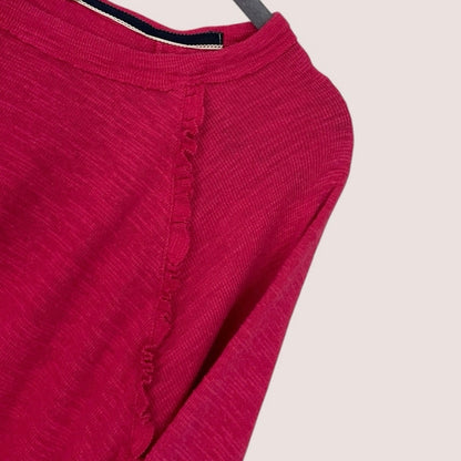 Pilcro Pink Ruffle Seam Knit Long Sleeve Top