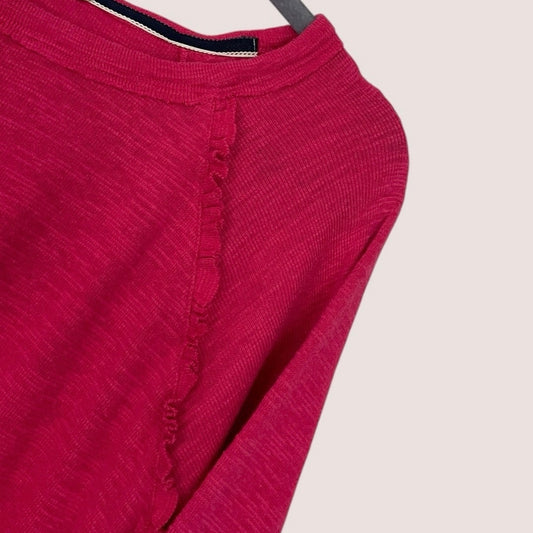 Pilcro Pink Ruffle Seam Knit Long Sleeve Top
