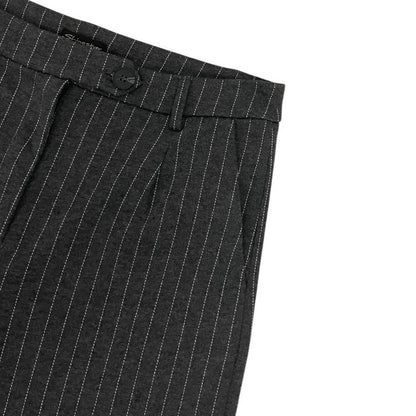 Shinestar Grey Pin Striped Wide Leg Cuffed Trousers