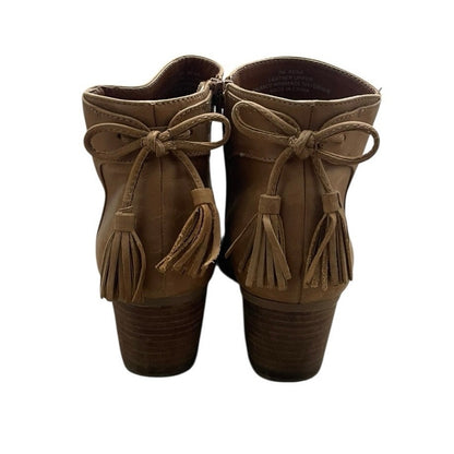 Crown Vintage Tan Genuine Leather Western Bow Heeled Ankle Boots