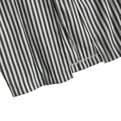 D.B.Y. Ltd Vintage Grey & White Striped Button Down Cutout Neck Maxi Dress