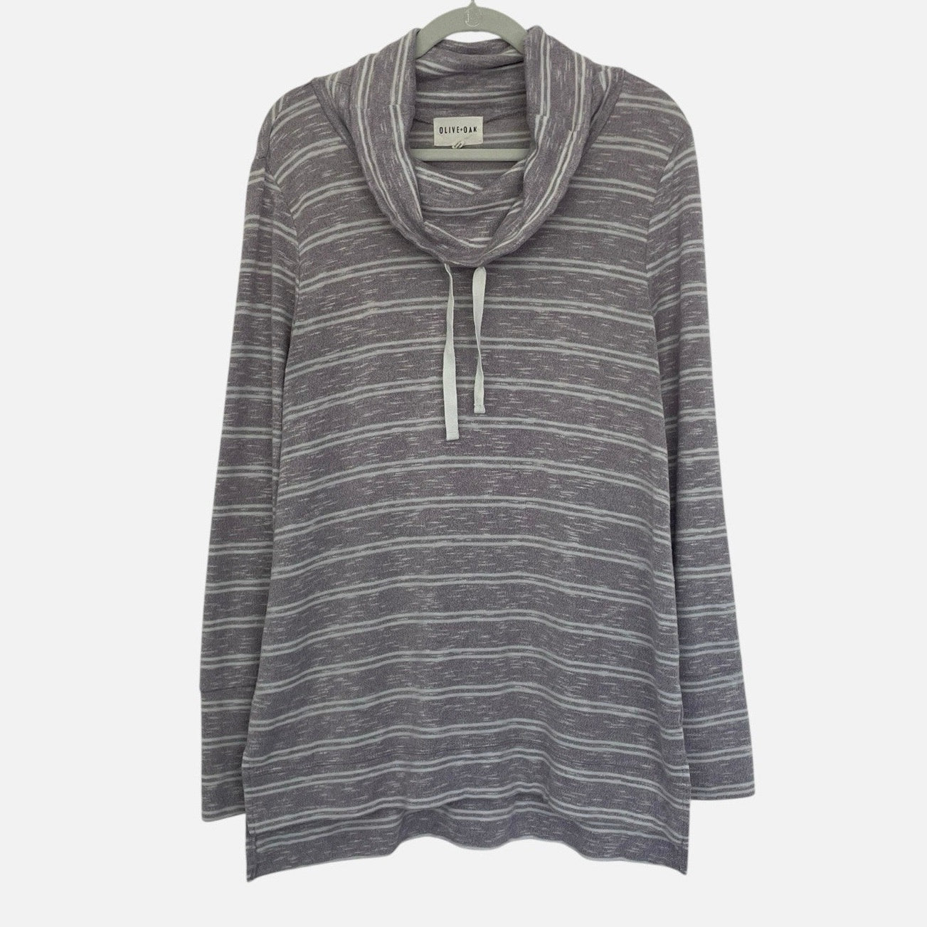 Olive + Oak Purple Striped Cowl Neck Sweatshirt