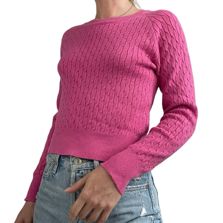 Sy Fashion Pink Cable Knit Soft Sweater