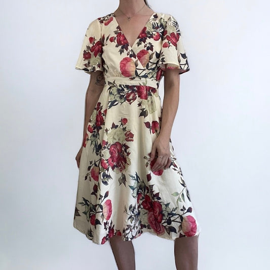 ModCloth Floral Ruffle Short Sleeve Dress