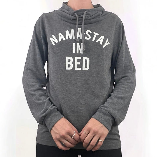 Fifth Sun Soft Grey Namaste In Bed Funny Yoga Sweatshirt