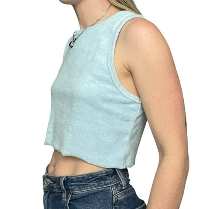 Forever 21 Light Blue Terry Cloth Cropped Tank Top