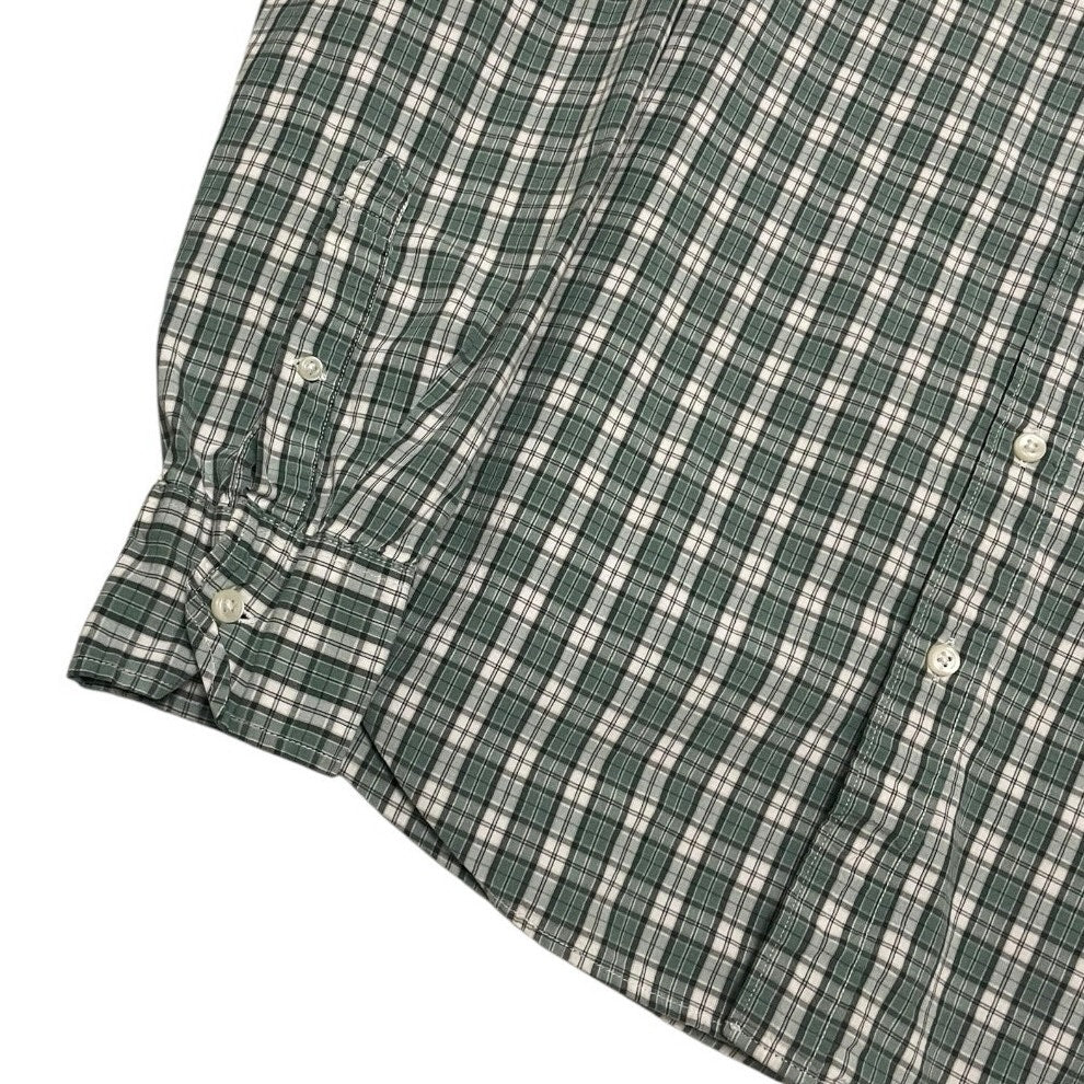 Sewn for J. Crew Mens Green Plaid Secret Wash Stretch Slim Fit Button Down Shirt